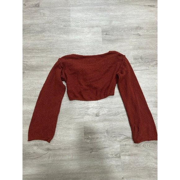 Urban Outfitters Laney Twist-Front Cropped Red Sweater Women's Size Small - Picture 4 of 5